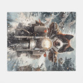 American Akita Hond Rijden Motorfiets Kerstmis Fleece Deken (Voorkant (Horizontaal))