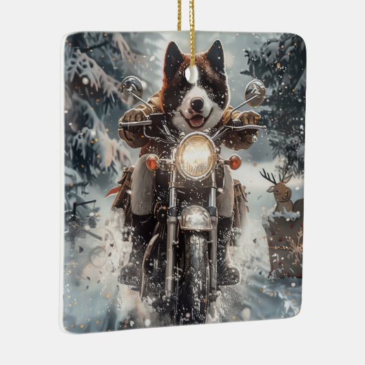 American Akita Hond Rijden Motorfiets Kerstmis Keramisch Ornament (Rechts)