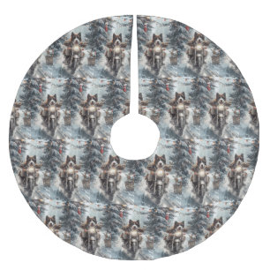 American Akita Hond Rijden Motorfiets Kerstmis Kerstboom Rok