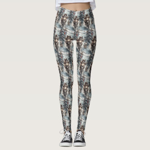 American Akita Hond Rijden Motorfiets Kerstmis Leggings