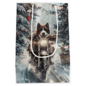American Akita Hond Rijden Motorfiets Kerstmis Medium Cadeauzakje (Achterkant)