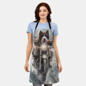 American Akita Hond Rijden Motorfiets Kerstmis Schort (Gedragen)