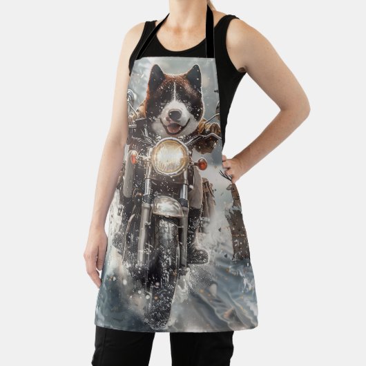 American Akita Hond Rijden Motorfiets Kerstmis Schort (Insitu)