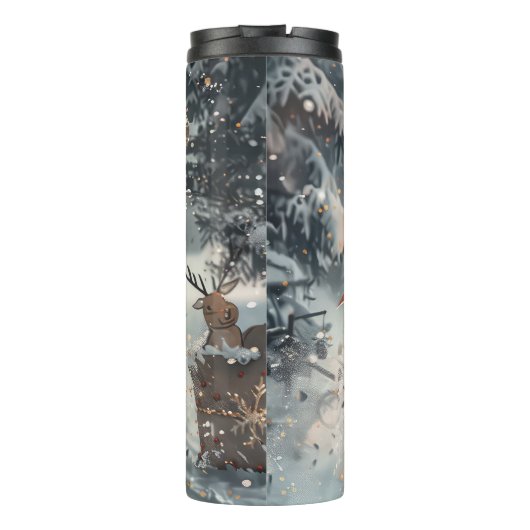 American Akita Hond Rijden Motorfiets Kerstmis Thermosbeker (Achterkant)