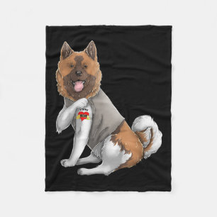 American Akita Ik Hou Mam Tattoo Dog Shirt Moeders Fleece Deken