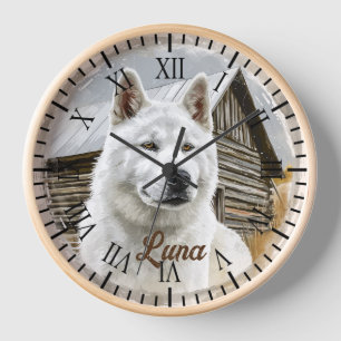 American Akita White Dog Rustiek Boerderij Portret