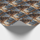 American Akita With Christmas Lights Holiday Cadeaupapier (Hoek)