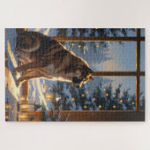 American Akita With Christmas Lights Holiday Legpuzzel (Horizontaal)