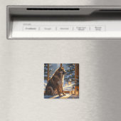 American Akita With Christmas Lights Holiday Magneet (Insitu (Vaatwasser))