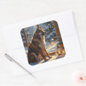 American Akita With Christmas Lights Holiday Vierkante Sticker (Envelop)