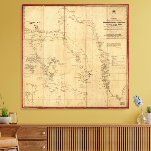 American Arctic Expedition Map (1853) Canvas Afdruk (Insitu (Woonkamer))