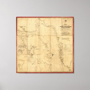 American Arctic Expedition Map (1853) Canvas Afdruk