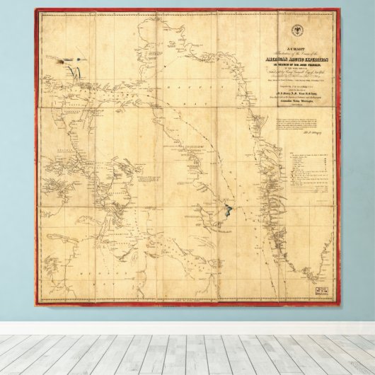 American Arctic Expedition Map (1853) Canvas Afdruk (Insitu (Houten vloer))