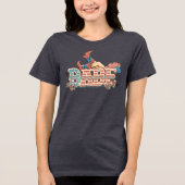 AMERICAN BABE Patriottische Cowgirl Rood Wit Blauw Tri-Blend Shirt (Voorkant)