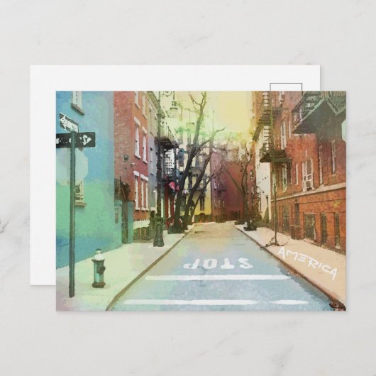 American Backstreets Scene Urban Pop Art Postcard Briefkaart (Voorkant / Achterkant)