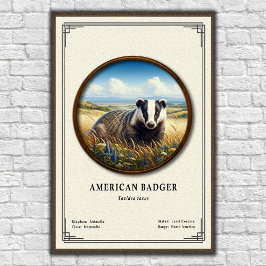 American Badger Zoology Series Poster