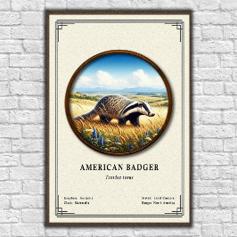 American Badger Zoology Series Poster