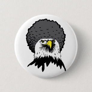 American Bald Eagle Afro Funny Button Badge Pin