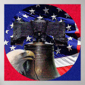 American Bald Eagle, Bell and Flag Poster XLG Size (Voorkant)