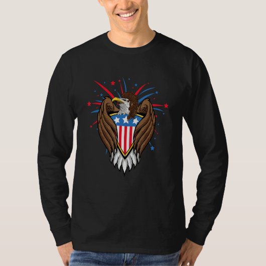 American Bald Eagle Curly Mullet 4th Of July T-shirt (Voorkant)