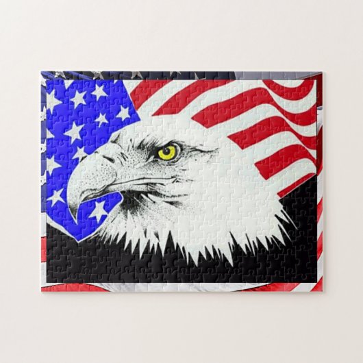 American Bald Eagle Drawing and Flag Puzzle Legpuzzel (Horizontaal)