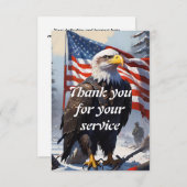 American Bald Eagle en de Amerikaanse vlag Bedankkaart (Voorkant / Achterkant)