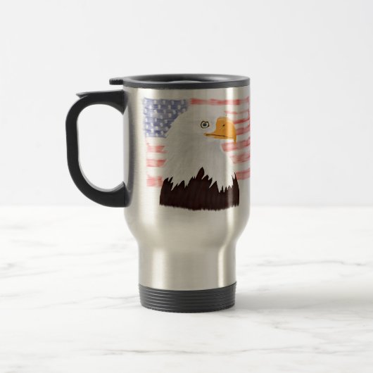 American Bald Eagle en Flag - transparant. Reisbeker (Links)