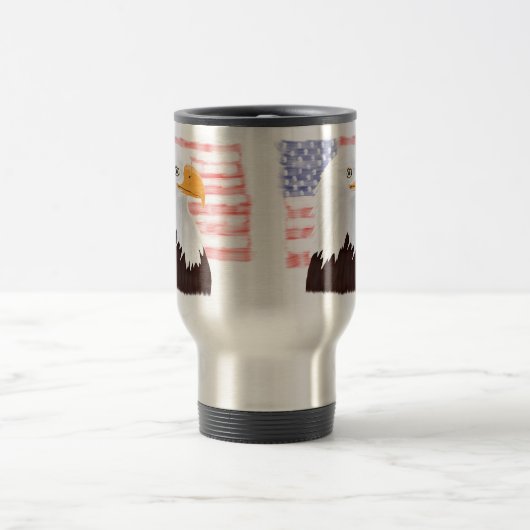 American Bald Eagle en Flag - transparant. Reisbeker (Center)