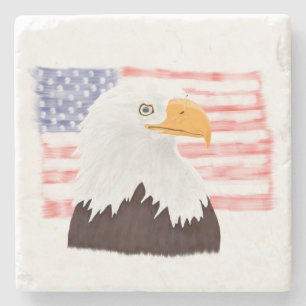 American Bald Eagle en Flag - transparant. Stenen Onderzetter
