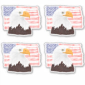 American Bald Eagle en Flag - transparant. Sticker (Voorkant)