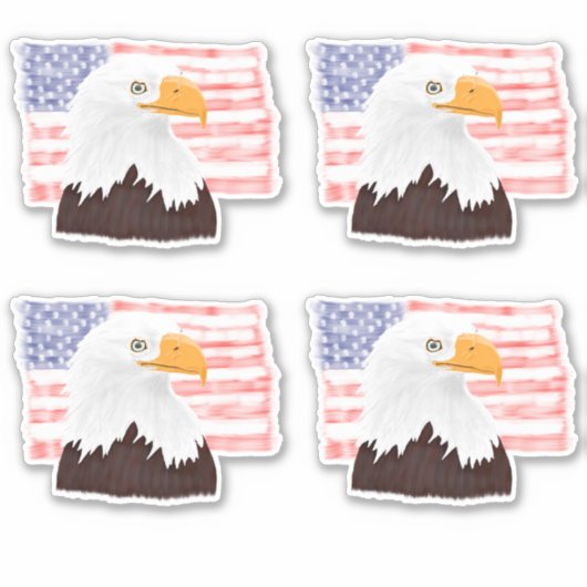 American Bald Eagle en Flag - transparant. Sticker (Voorkant)