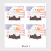American Bald Eagle en Flag - transparant. Sticker (Vel)