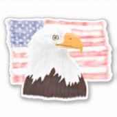 American Bald Eagle en Flag - transparant. Sticker (Voorkant)