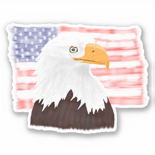 American Bald Eagle en Flag - transparant. Sticker (Voorkant)