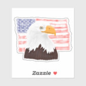 American Bald Eagle en Flag - transparant. Sticker (Vel)