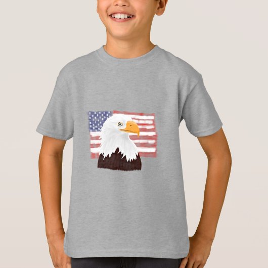 American Bald Eagle en Flag - transparant. T-shirt (Voorkant)