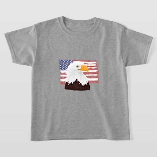 American Bald Eagle en Flag - transparant. T-shirt (Laagn)