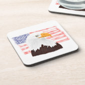 American Bald Eagle en Flag - transparant wit. Bier Onderzetter (Linkerzijde)