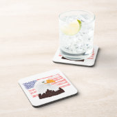 American Bald Eagle en Flag - transparant wit. Bier Onderzetter (Rechterzijde)