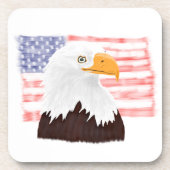 American Bald Eagle en Flag - transparant wit. Bier Onderzetter (Voorkant)