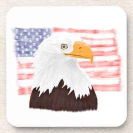 American Bald Eagle en Flag - transparant wit. Bier Onderzetter