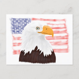 American Bald Eagle en Flag - transparant wit. Briefkaart