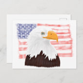 American Bald Eagle en Flag - transparant wit. Briefkaart (Voorkant / Achterkant)