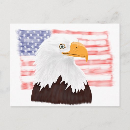 American Bald Eagle en Flag - transparant wit. Briefkaart (Voorkant)