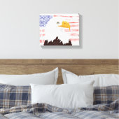 American Bald Eagle en Flag - transparant wit. Canvas Afdruk (Insitu (Slaapkamer))