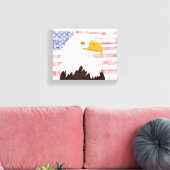 American Bald Eagle en Flag - transparant wit. Canvas Afdruk (Insitu (Woonkamer))