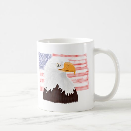 American Bald Eagle en Flag - transparant wit. Koffiemok (Rechts)
