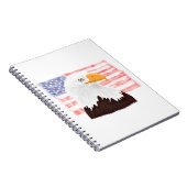 American Bald Eagle en Flag - transparant wit. Notitieboek (Rechterzijde)