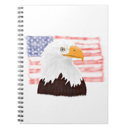 American Bald Eagle en Flag - transparant wit. Notitieboek