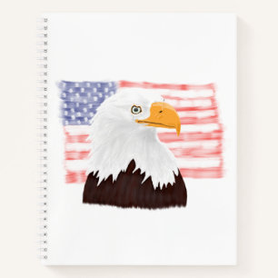 American Bald Eagle en Flag - transparant wit. Notitieboek